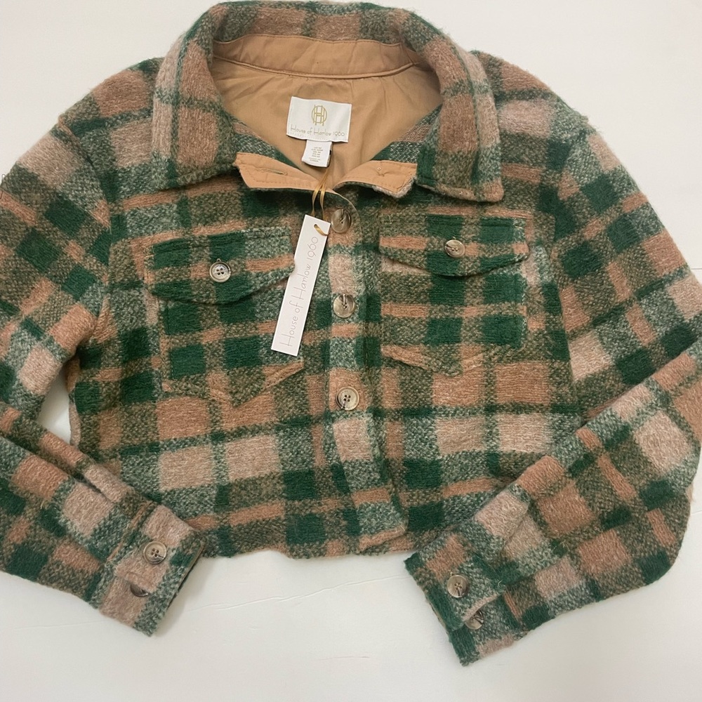 NWT House of Harlow 1960 Cropped Plaid Jacket Size M